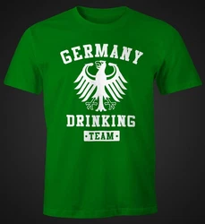 MoonWorks Print-Shirt Deutschland Herren T-Shirt Germany Drinking Team Bier Adler Fun-Shirt Grün/Dunkelgrün