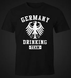 MoonWorks Print-Shirt Deutschland Herren T-Shirt Germany Drinking Team Bier Adler Fun-Shirt Dunkelrot/Schwarz/Beige/Dunkelblau/Grau