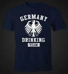 MoonWorks Print-Shirt Deutschland Herren T-Shirt Germany Drinking Team Bier Adler Fun-Shirt Dunkelblau