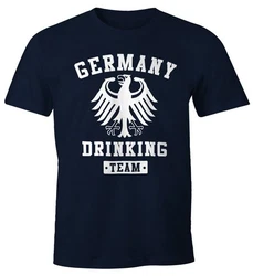 MoonWorks Print-Shirt Deutschland Herren T-Shirt Germany Drinking Team Bier Adler Fun-Shirt Dunkelblau