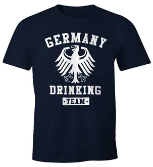 MoonWorks Print-Shirt Deutschland Herren T-Shirt Germany Drinking Team Bier Adler Fun-Shirt Dunkelblau
