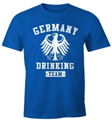 MoonWorks Print-Shirt Deutschland Herren T-Shirt Germany Drinking Team Bier Adler Fun-Shirt Blau/Dunkelblau