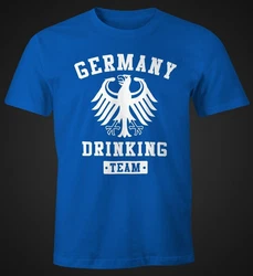 MoonWorks Print-Shirt Deutschland Herren T-Shirt Germany Drinking Team Bier Adler Fun-Shirt Blau/Dunkelblau
