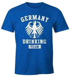 MoonWorks Print-Shirt Deutschland Herren T-Shirt Germany Drinking Team Bier Adler Fun-Shirt Blau/Dunkelblau