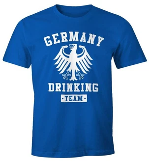 MoonWorks Print-Shirt Deutschland Herren T-Shirt Germany Drinking Team Bier Adler Fun-Shirt Blau/Dunkelblau MoonWorks Print-Shirt Deutschland Herren T-Shirt Germany Drinking Team Bier Adler Fun-Shirt Blau/Dunkelblau