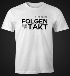 MoonWorks Print-Shirt Herren T-Shirt niemandem folgen außer dem Takt Sprüche Party Feiern Festival Fun-Shirt Grau