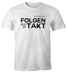 MoonWorks Print-Shirt Herren T-Shirt niemandem folgen außer dem Takt Sprüche Party Feiern Festival Fun-Shirt Grau
