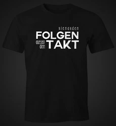 MoonWorks Print-Shirt Herren T-Shirt niemandem folgen außer dem Takt Sprüche Party Feiern Festival Fun-Shirt Grau