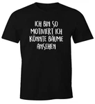 MoonWorks Print-Shirt Herren T-Shirt Spruch Ich bin so motiviert ich könnte Bäume (Print) Schwarz/Dunkelgrau/Gelb/Lila/Braun