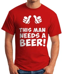 MoonWorks Print-Shirt This Man Needs a Beer Herren Bier T-Shirt Dunkelrot/Rot/Braun
