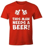 MoonWorks Print-Shirt This Man Needs a Beer Herren Bier T-Shirt Dunkelrot/Rot/Braun