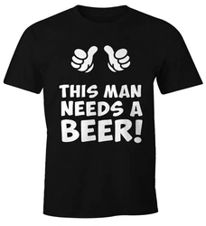 MoonWorks Print-Shirt This Man Needs a Beer Herren Bier T-Shirt Lila/Schwarz/Braun