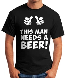 MoonWorks Print-Shirt This Man Needs a Beer Herren Bier T-Shirt Lila/Schwarz/Braun