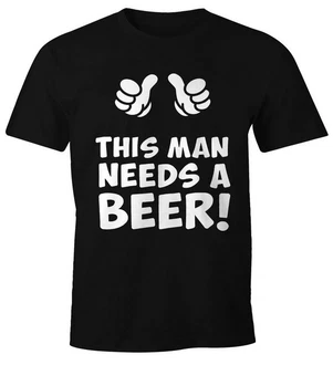MoonWorks Print-Shirt This Man Needs a Beer Herren Bier T-Shirt Lila/Schwarz/Braun