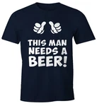 MoonWorks Print-Shirt This Man Needs a Beer Herren Bier T-Shirt Dunkelblau/Lila/Blau