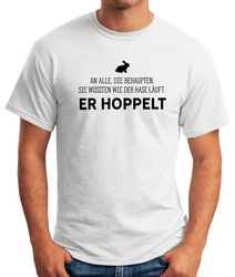 MoonWorks Print-Shirt Herren T-Shirt Spruch an alle die wissen wie der Hase läuft Creme/Hellblau/Lila/Braun/Rot