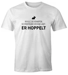 MoonWorks Print-Shirt Herren T-Shirt Spruch an alle die wissen wie der Hase läuft Creme/Hellblau/Lila/Braun/Rot