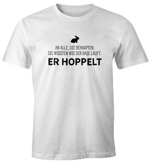MoonWorks Print-Shirt Herren T-Shirt Spruch an alle die wissen wie der Hase läuft Creme/Hellblau/Lila/Braun/Rot