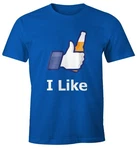 MoonWorks Herren Print-Shirt I like beer Blau/Rot/Dunkelblau