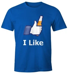 MoonWorks Herren Print-Shirt I like beer Blau/Rot/Dunkelblau