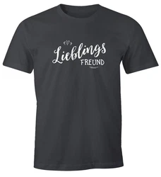MoonWorks Print-Shirt Herren T-Shirt Lieblingsfreund Grau/Lila