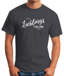 MoonWorks Print-Shirt Herren T-Shirt Lieblingsfreund Grau/Lila