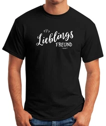 MoonWorks Print-Shirt Herren T-Shirt Lieblingsfreund Grau