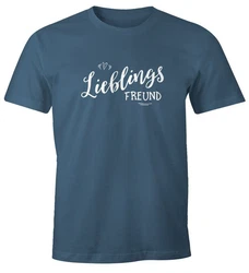 MoonWorks Print-Shirt Herren T-Shirt Lieblingsfreund Lila/Grau/Blau