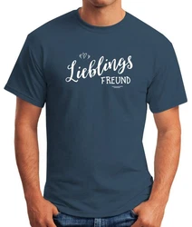 MoonWorks Print-Shirt Herren T-Shirt Lieblingsfreund Lila/Grau/Blau