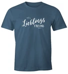 MoonWorks Print-Shirt Herren T-Shirt Lieblingsfreund Lila/Grau/Blau