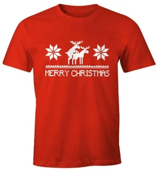 MoonWorks Print-Shirt Weihnachten Merry Christmas Fun-Shirt 