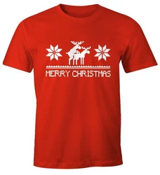 MoonWorks Print-Shirt Weihnachten Merry Christmas Fun-Shirt 