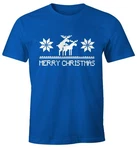 MoonWorks Print-Shirt Weihnachten Merry Christmas Fun-Shirt Blau/Türkis/Dunkelblau