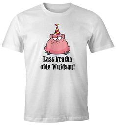 Print-Shirt Herren T-Shirt Geburtstag Schwein Spruch Lass kracha oide Wuidsau Fun-Shirt Geschenk mit Print