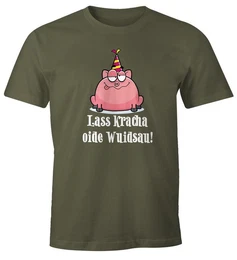 Print-Shirt Herren T-Shirt Geburtstag Schwein Spruch Lass kracha oide Wuidsau Fun-Shirt Geschenk mit Print