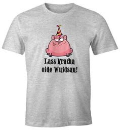 Print-Shirt Herren T-Shirt Geburtstag Schwein Spruch Lass kracha oide Wuidsau Fun-Shirt Geschenk mit Print