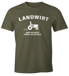 MoonWorks Print-Shirt Landwirt Nur Ein Held Fährt Aufs Feld (T-Shirt) Dunkelgrün