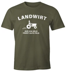 MoonWorks Print-Shirt Landwirt Nur Ein Held Fährt Aufs Feld (T-Shirt) Dunkelgrün
