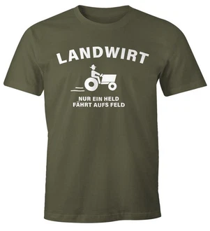 MoonWorks Print-Shirt Landwirt Nur Ein Held Fährt Aufs Feld (T-Shirt) Dunkelgrün