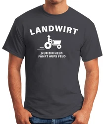 MoonWorks Print-Shirt Landwirt Nur Ein Held Fährt Aufs Feld (T-Shirt) Gelb/Beige/Rot/Dunkelgrün/Dunkelgrau/Grün/Braun