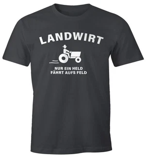 MoonWorks Print-Shirt Landwirt Nur Ein Held Fährt Aufs Feld (T-Shirt) Gelb/Beige/Rot/Dunkelgrün/Dunkelgrau/Grün/Braun