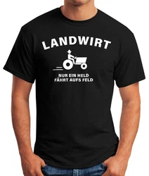 MoonWorks Print-Shirt Landwirt Nur Ein Held Fährt Aufs Feld (T-Shirt) Beige/Rot/Grün/Braun/Gelb/Weiß