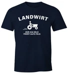 MoonWorks Print-Shirt Landwirt Nur Ein Held Fährt Aufs Feld (T-Shirt) Dunkelblau/Beige/Rot