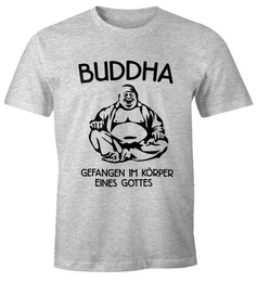 Print-Shirt Buddha - Gefangen im Krper eines Gottes Herren T-Shirt Fun-Shirt mit Print