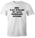 MoonWorks Print-Shirt Bier kaltstellen ist auch irgendwie kochen Creme/Grau/Dunkelgrau/Rot