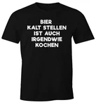 MoonWorks Print-Shirt Bier kaltstellen ist auch irgendwie kochen Schwarz/Grau/Dunkelgrau/Gelb/Rot