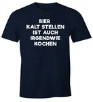 MoonWorks Print-Shirt Bier kaltstellen ist auch irgendwie kochen Blau