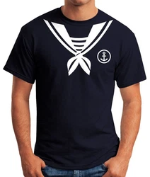 MoonWorks Print-Shirt Herren T-Shirt Matrose Sailor Fasching Karneval Dunkelblau/Blau