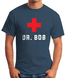 MoonWorks Print-Shirt Herren T-Shirt Dr Bob Dschungel Arzt Notarzt Blau/Hellblau/Braun/Dunkelblau