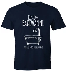 MoonWorks Print-Shirt Herren T-Shirt Fasching Kostüm Ich lass mich volllaufen Verkleidung Faschings-Shirt Dunkelblau/Beige/Weiß/Braun
